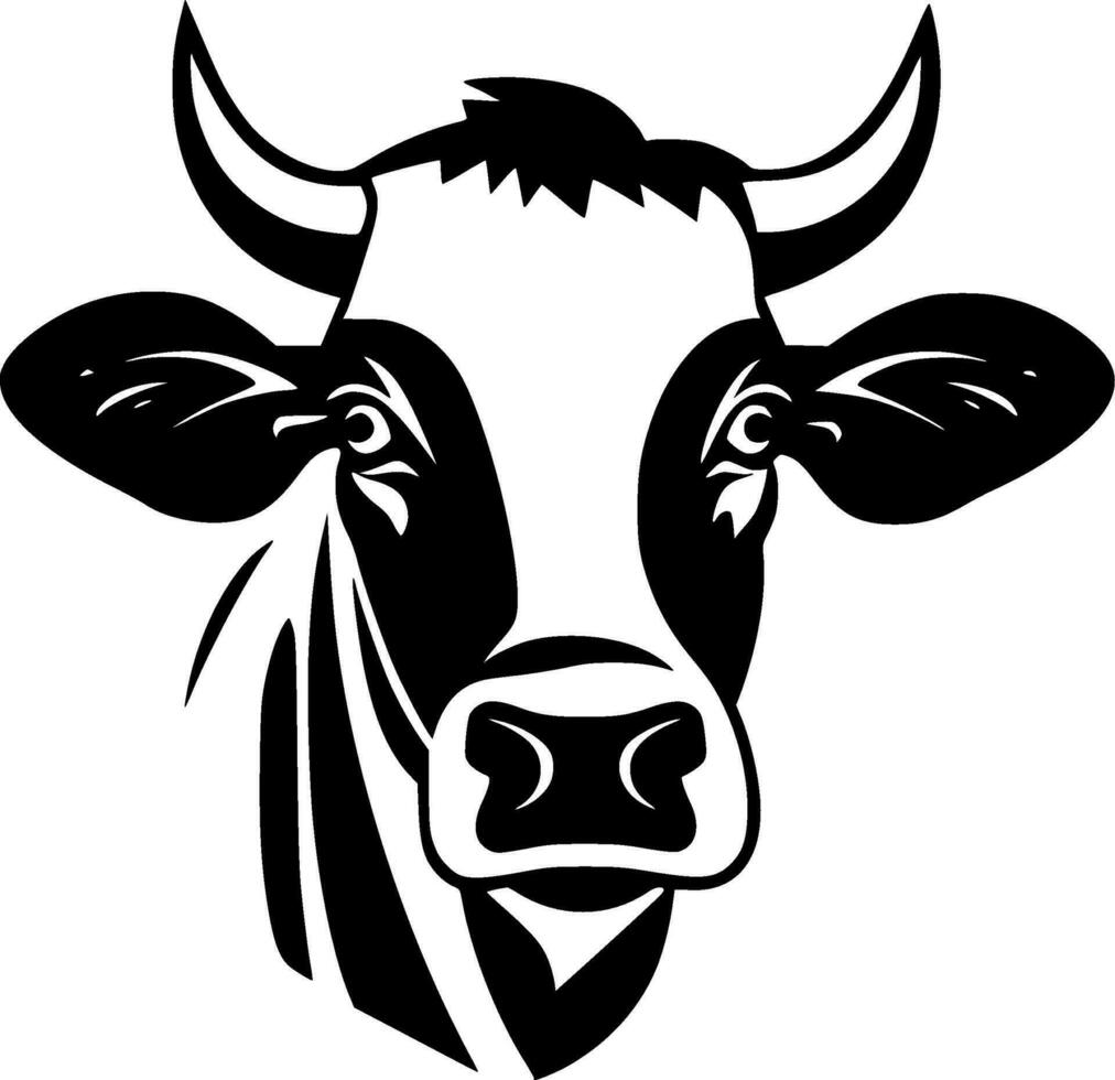 Cow - Black and White Isolated Icon - Vector illustration