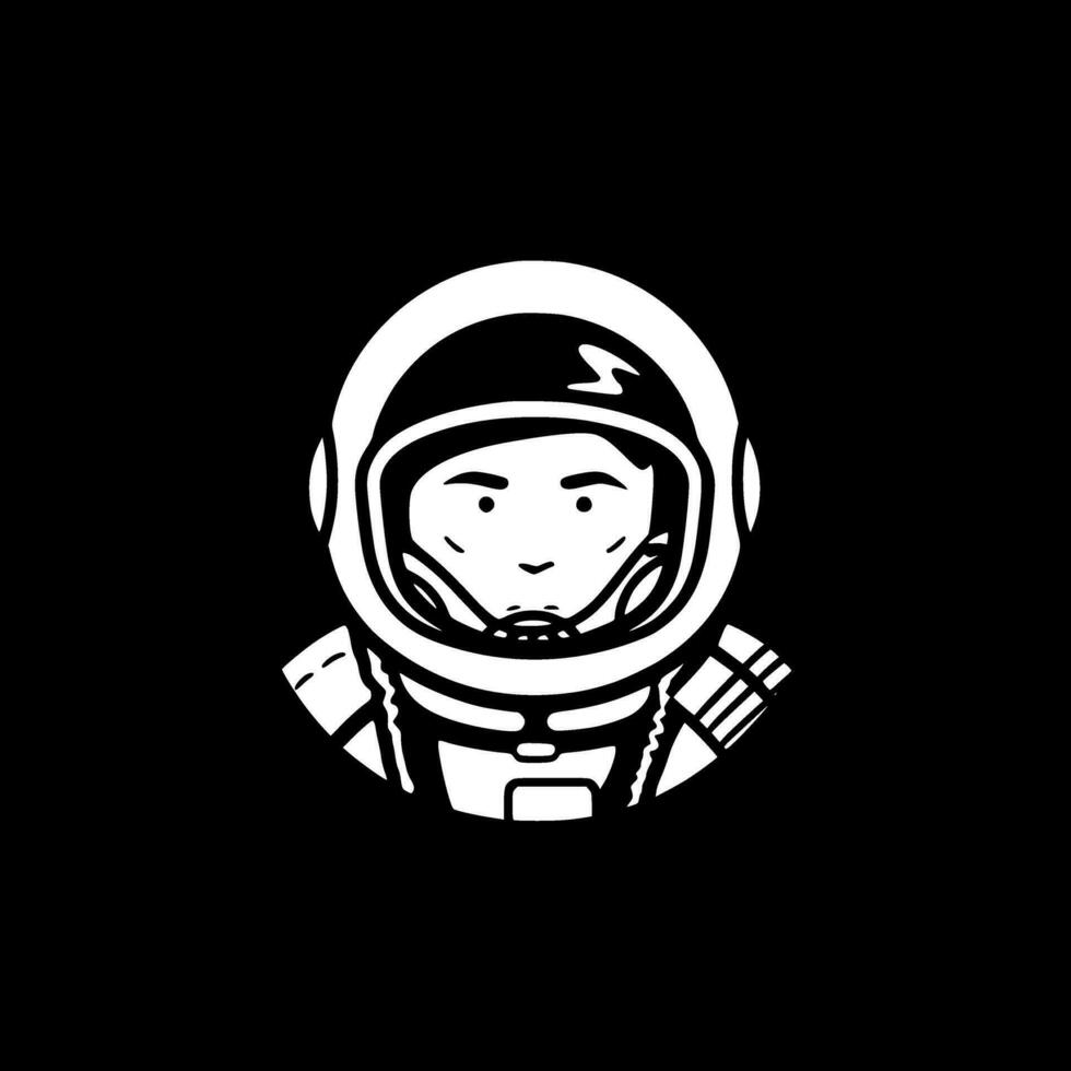 astronauta - negro y blanco aislado icono - vector ilustración