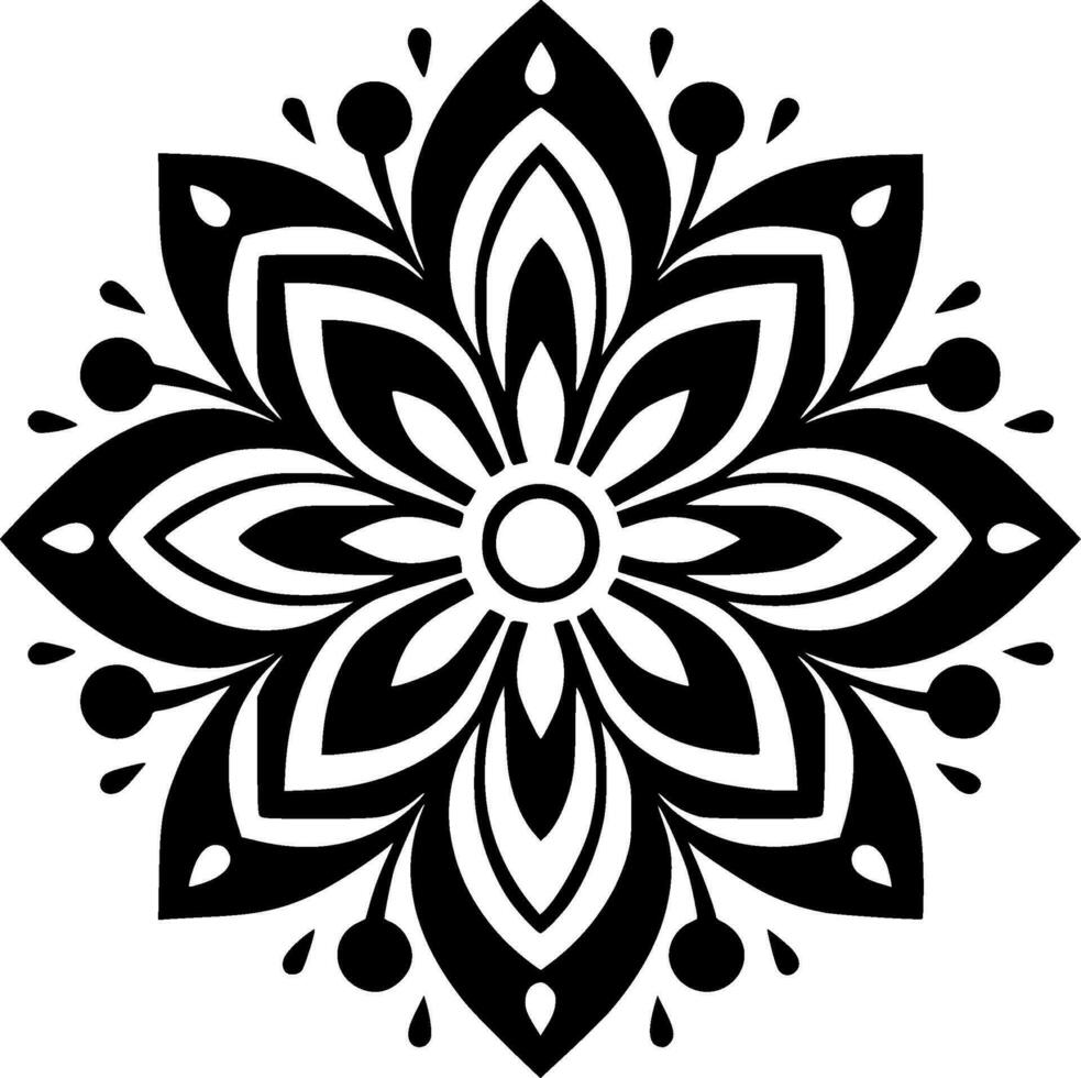 Mandala, Black and White Vector illustration