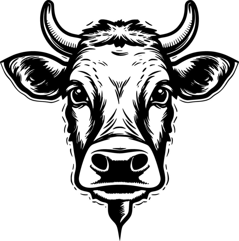 Cow - Black and White Isolated Icon - Vector illustration