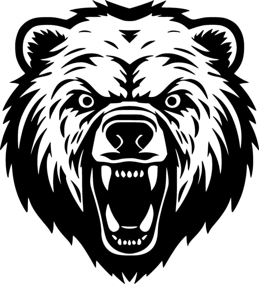 Bear, Black and White Vector illustration