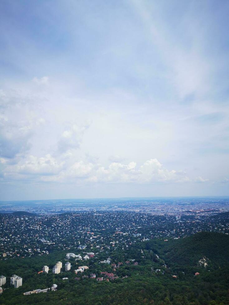 Mountain view from the top of the hill of Janos , Budapest photo