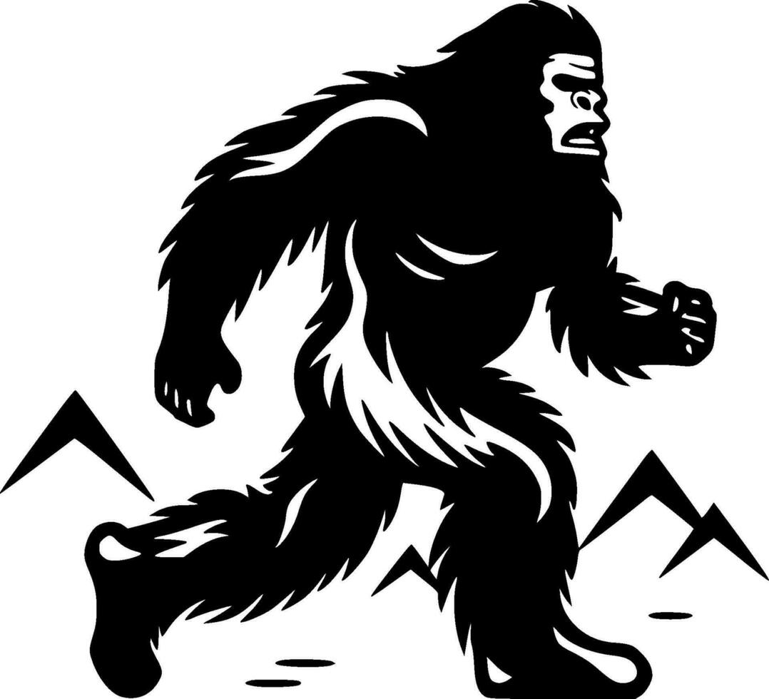 Bigfoot, Black and White Vector illustration