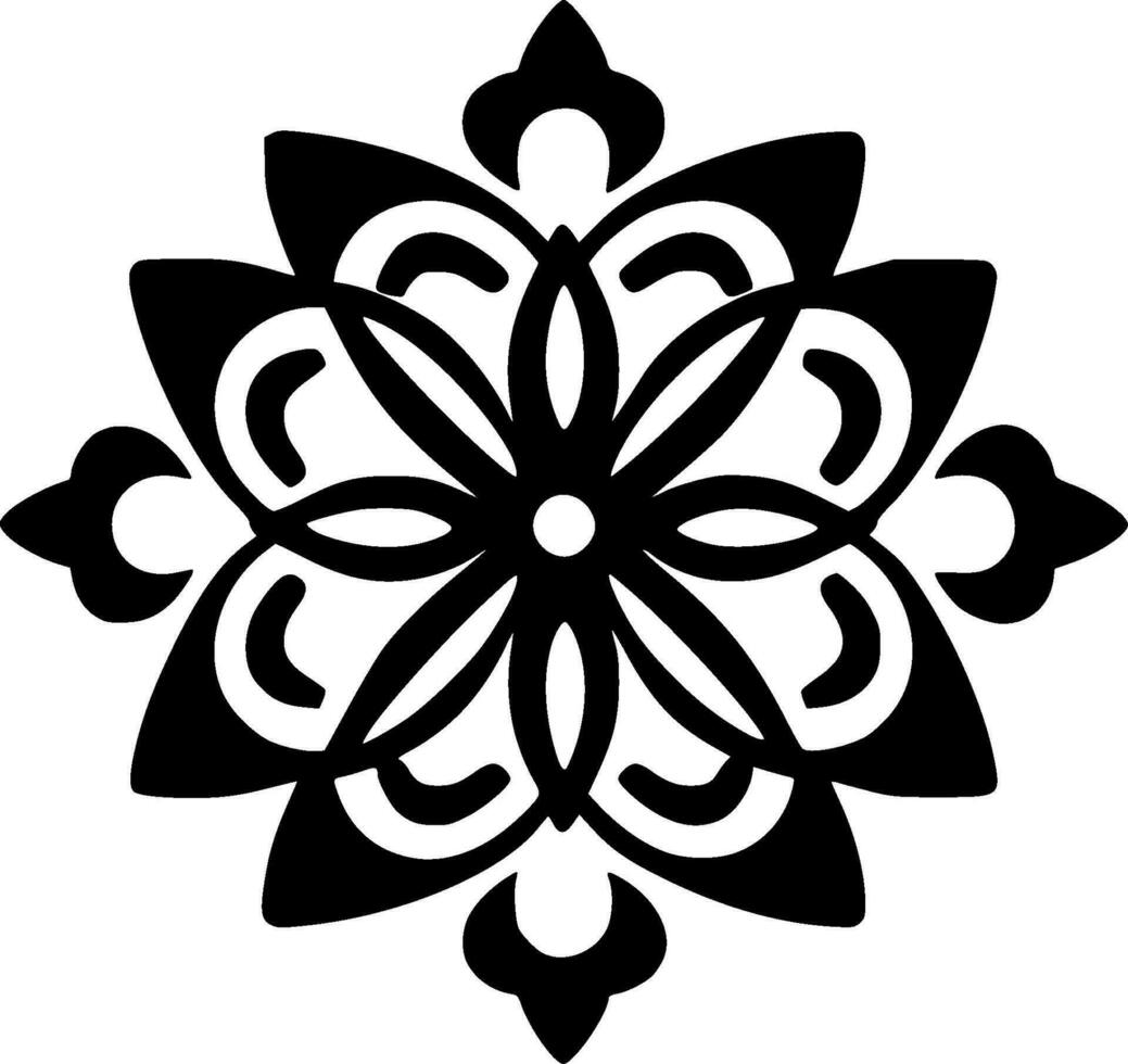 Mandala - Black and White Isolated Icon - Vector illustration