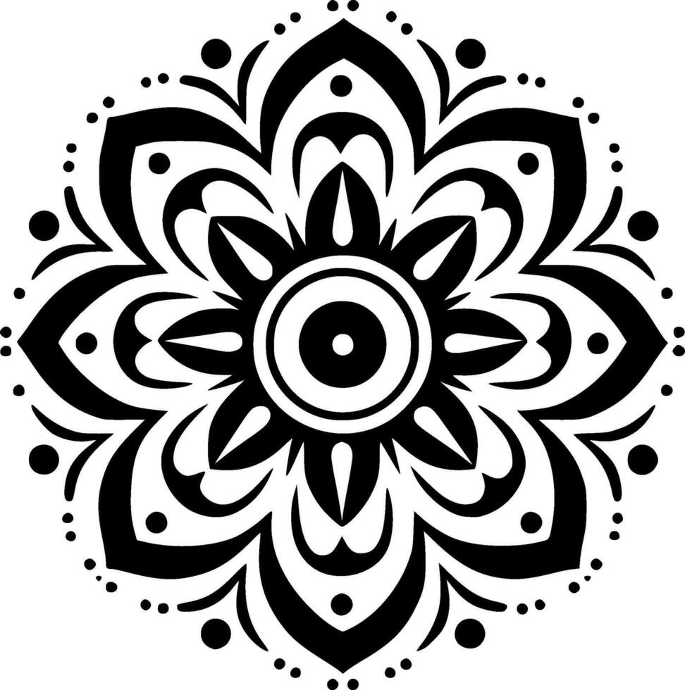 Mandala - Black and White Isolated Icon - Vector illustration