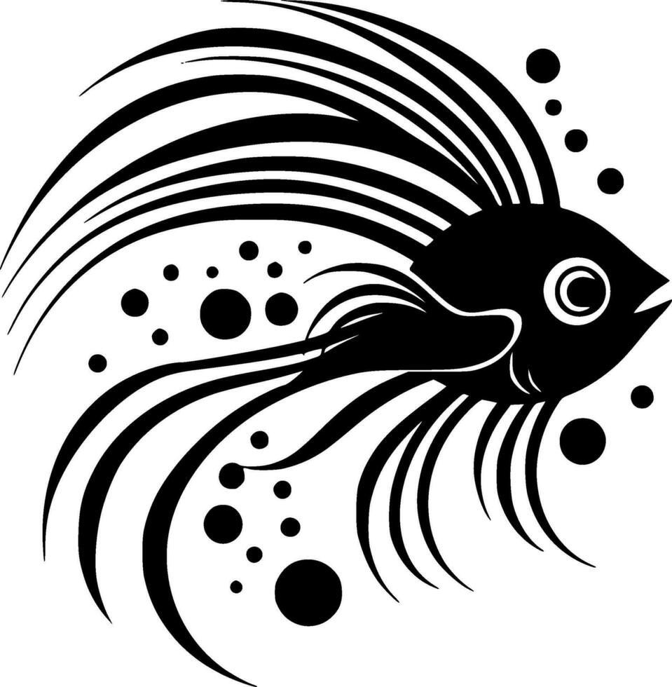 Fish - Black and White Isolated Icon - Vector illustration