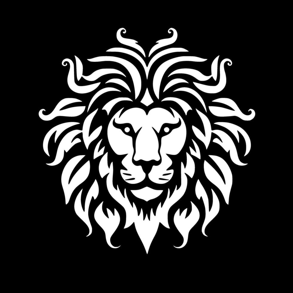 Lion, Black and White Vector illustration