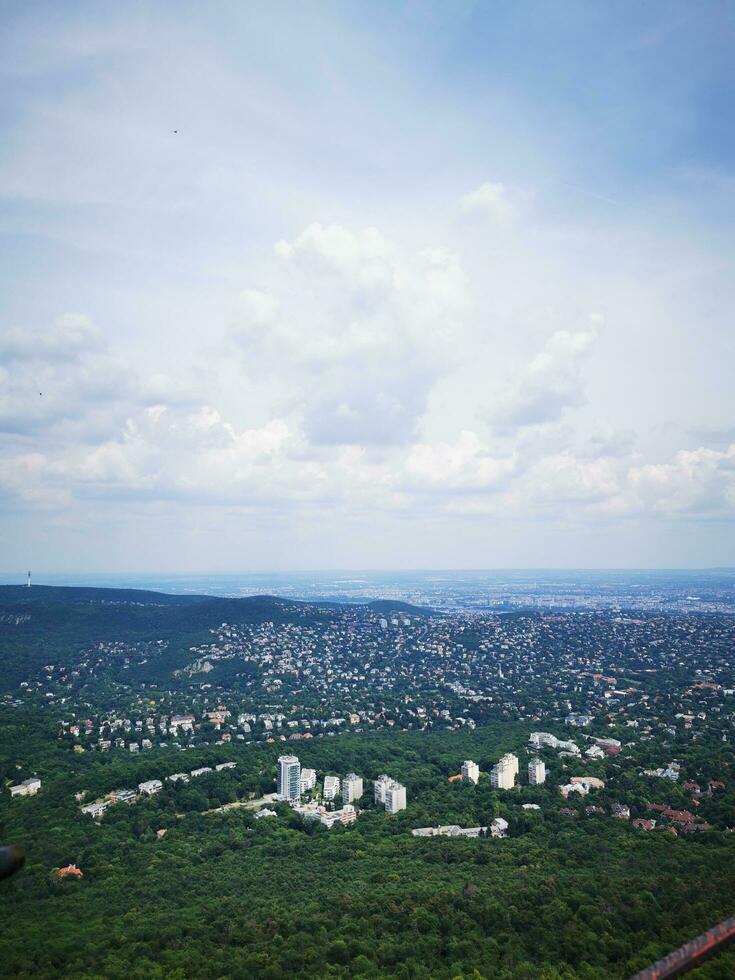 Mountain view from the top of the hill of Janos , Budapest photo