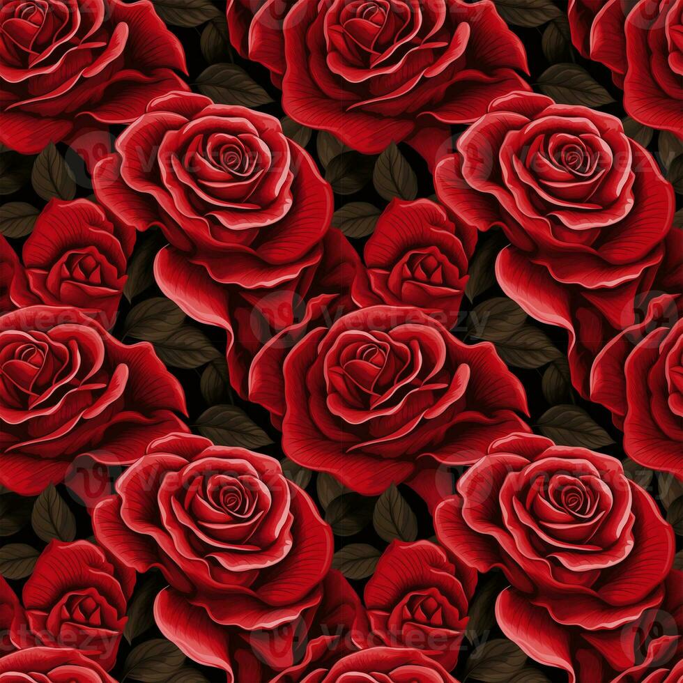 Seamless Pattern Painting Red Roses photo