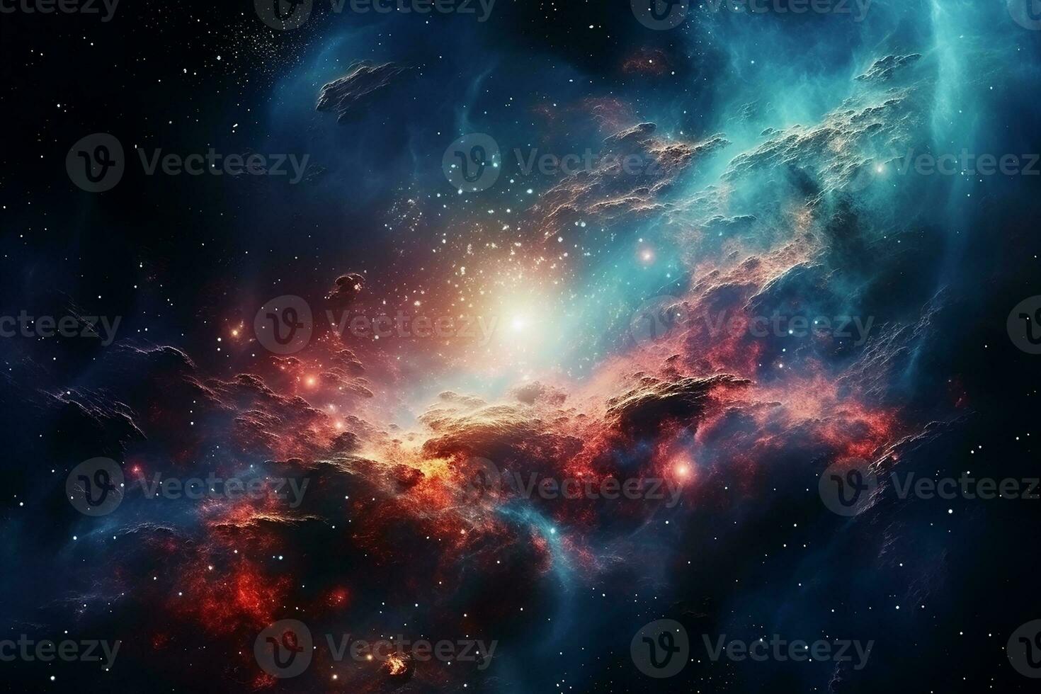 Beautiful Outer Space View with Shining Nebula and Galaxy Cosmos in Universe photo