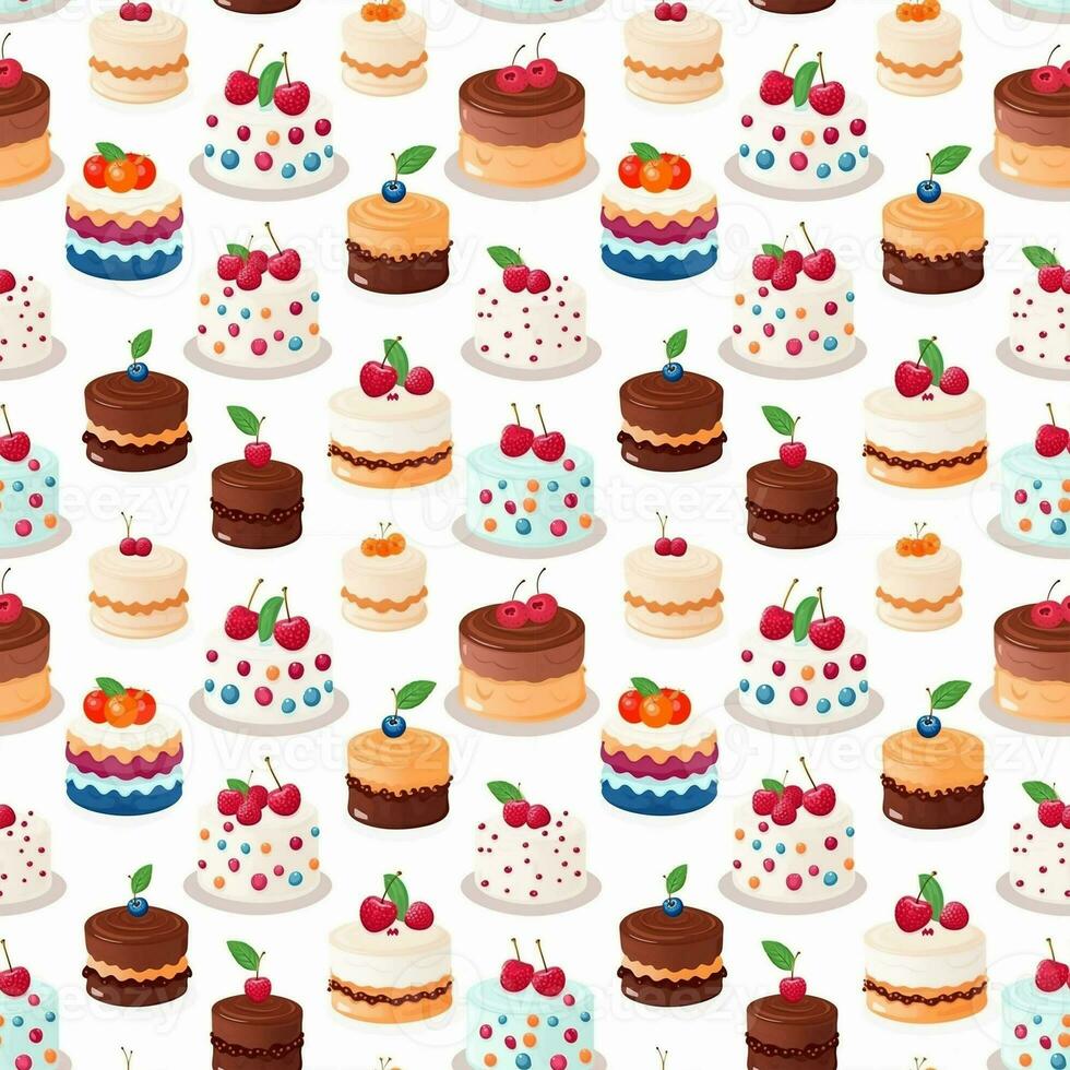 Seamless Pattern Variety of cakes suitable for festive occasions. photo