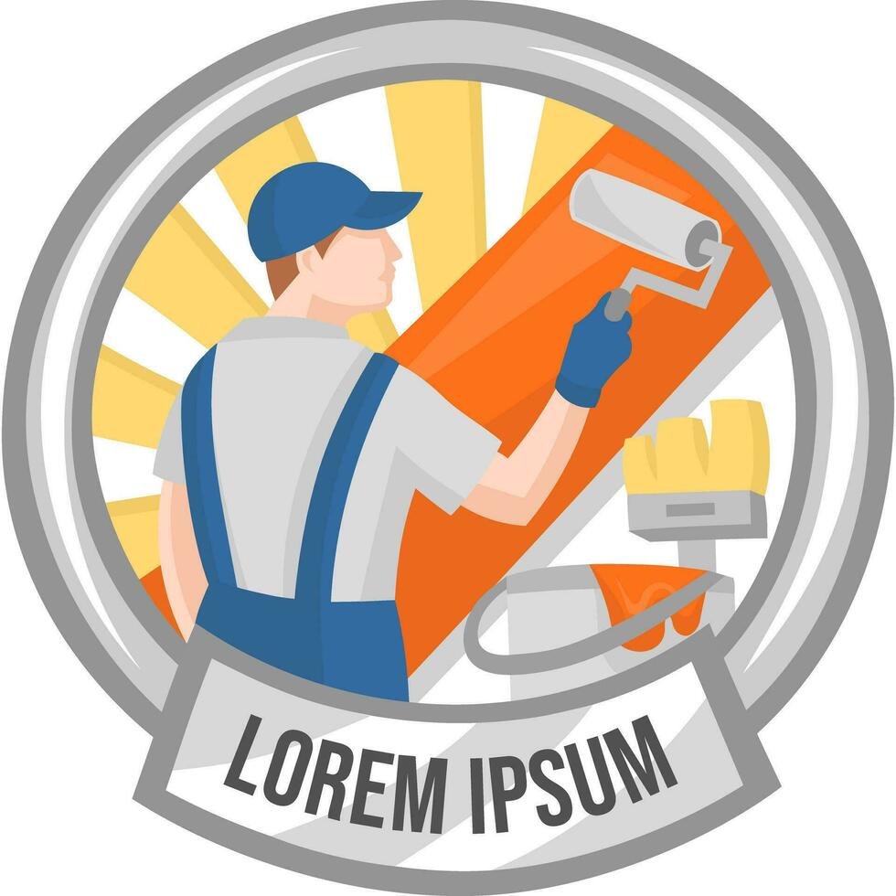 Painting services logo. Logo for painting works - vector image. Different prefessions concept
