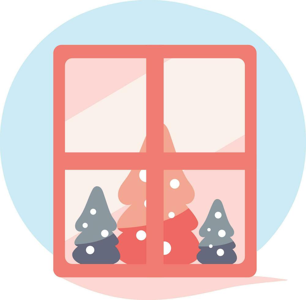Hand Drawn christmas window in flat style vector