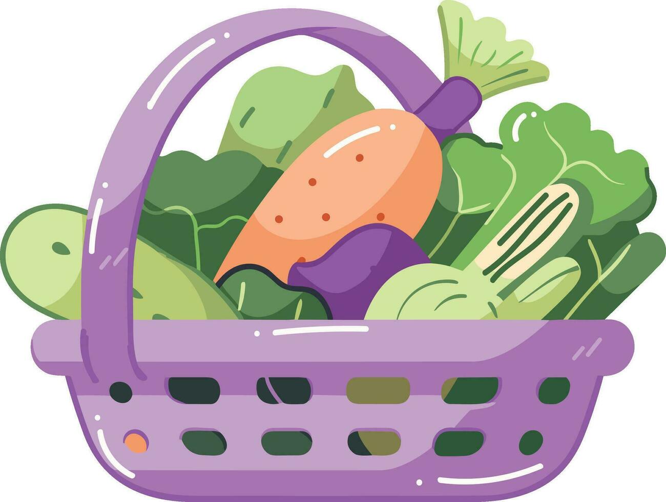 Hand Drawn fruit and vegetable basket in flat style vector