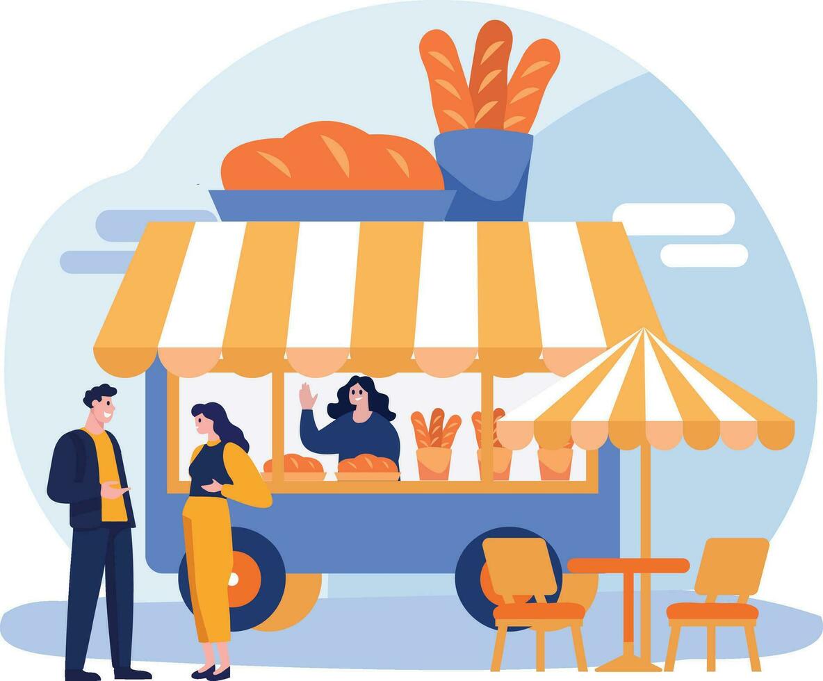 Hand Drawn Food Truck or Street Food in flat style 26705028 Vector Art at Vecteezy