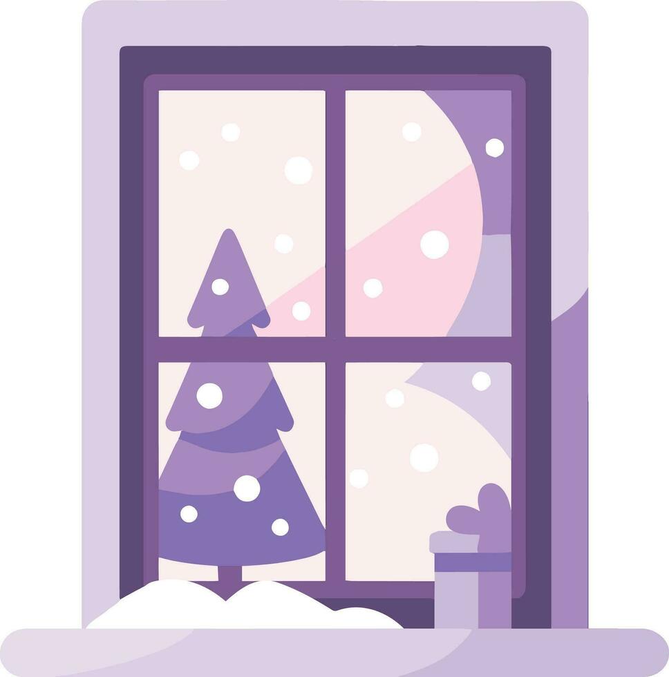 Hand Drawn christmas window in flat style vector