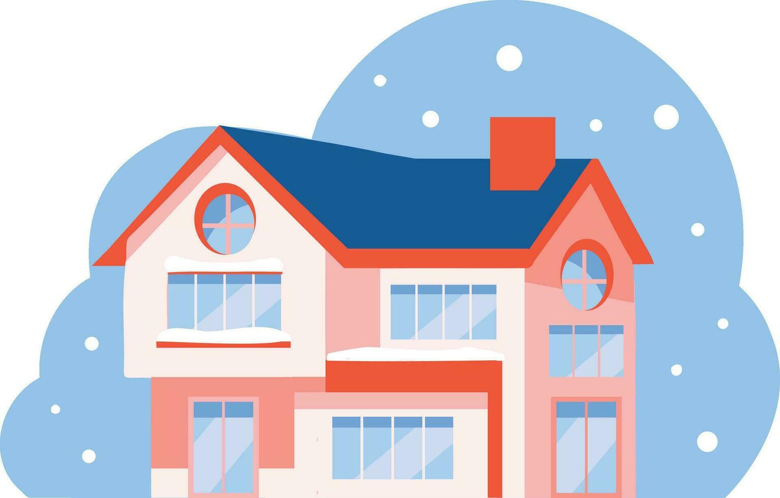 Hand Drawn Christmas house with snow in flat style vector