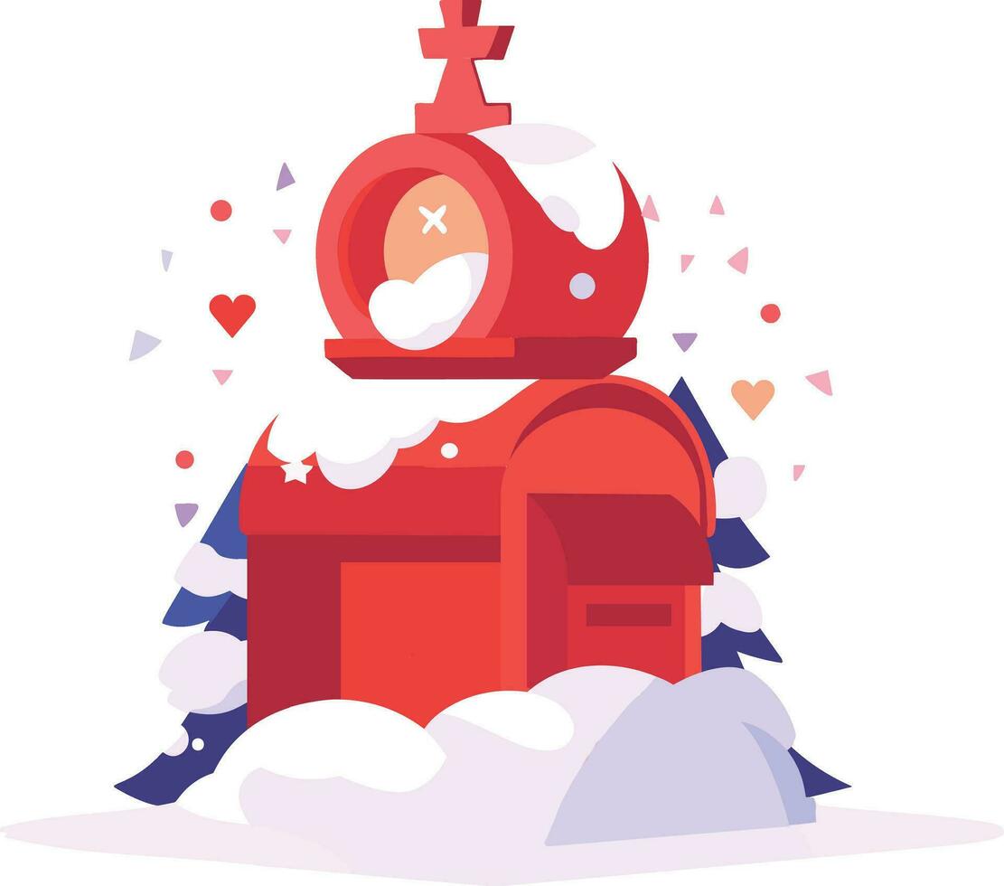 Hand Drawn Christmas mailbox in flat style vector