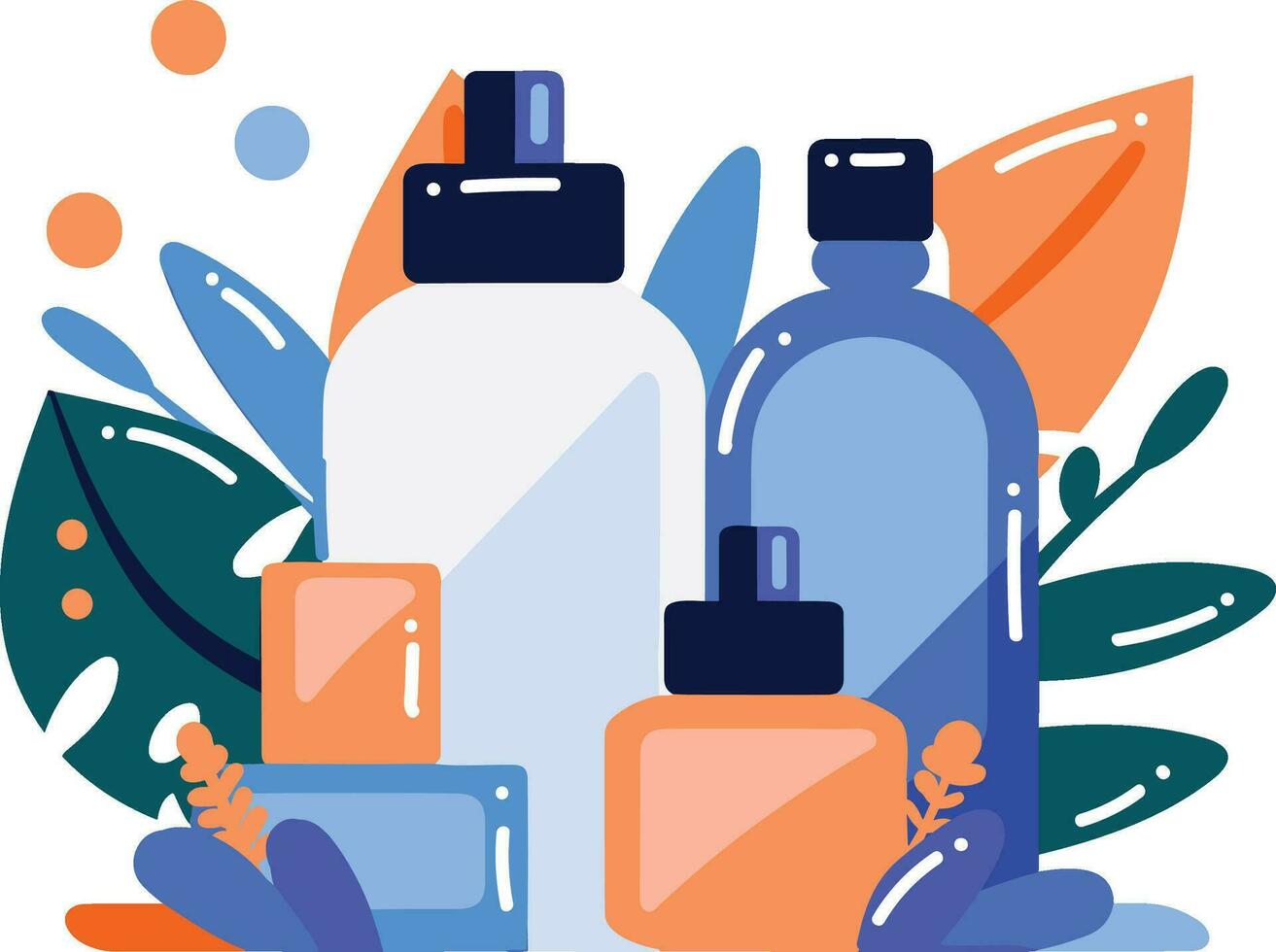 mano dibujado cosmético botella conjunto en plano estilo vector