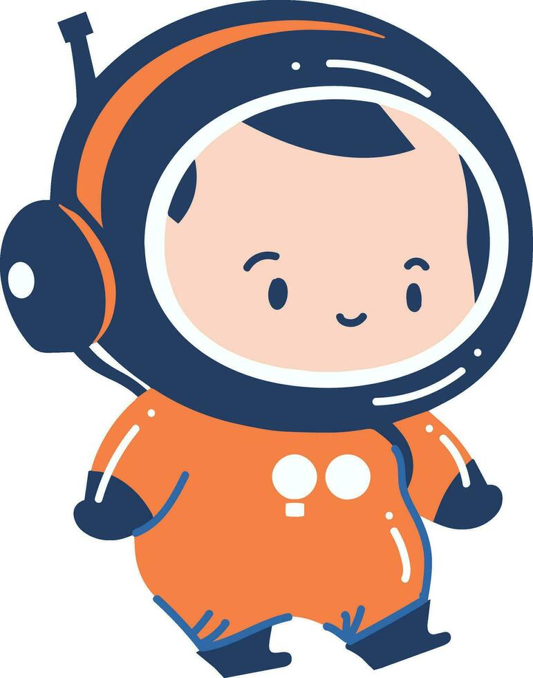 Hand Drawn astronaut boy in flat style vector