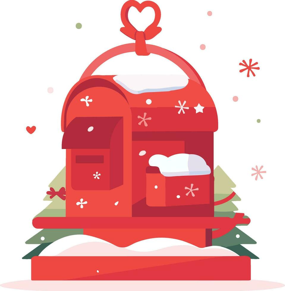 Hand Drawn Christmas mailbox in flat style vector