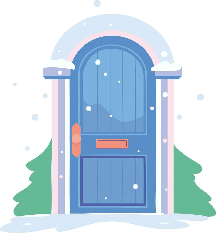 Hand Drawn Christmas door in flat style vector