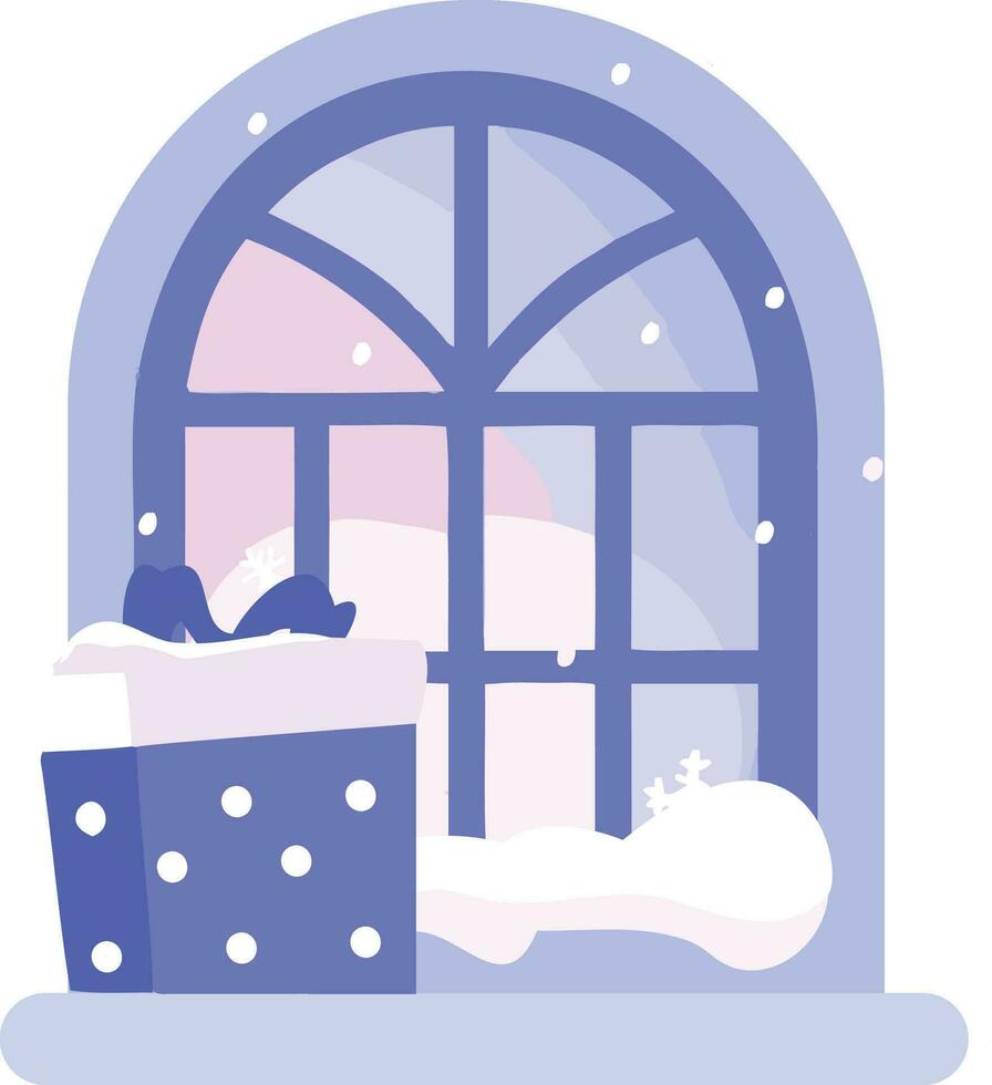 Hand Drawn christmas window in flat style vector