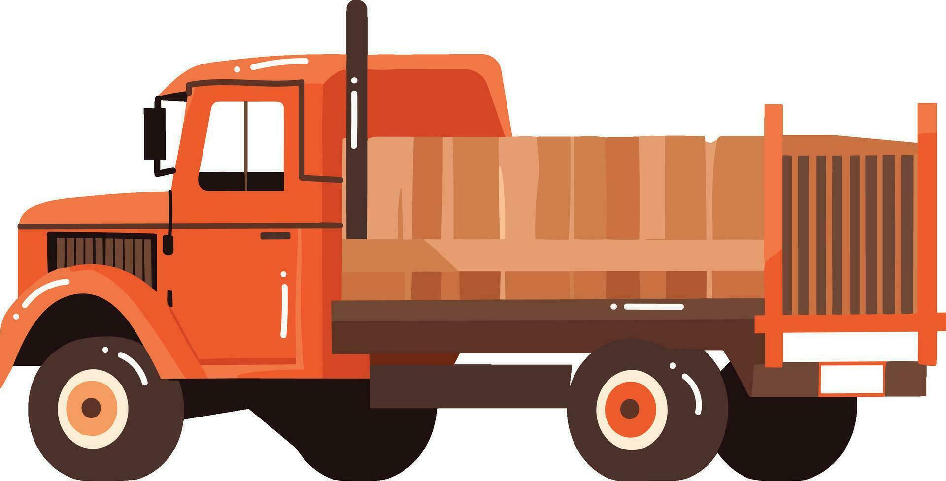 Hand Drawn orange truck in flat style vector