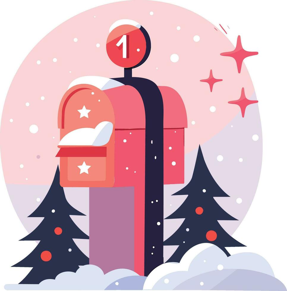 Hand Drawn Christmas mailbox in flat style vector