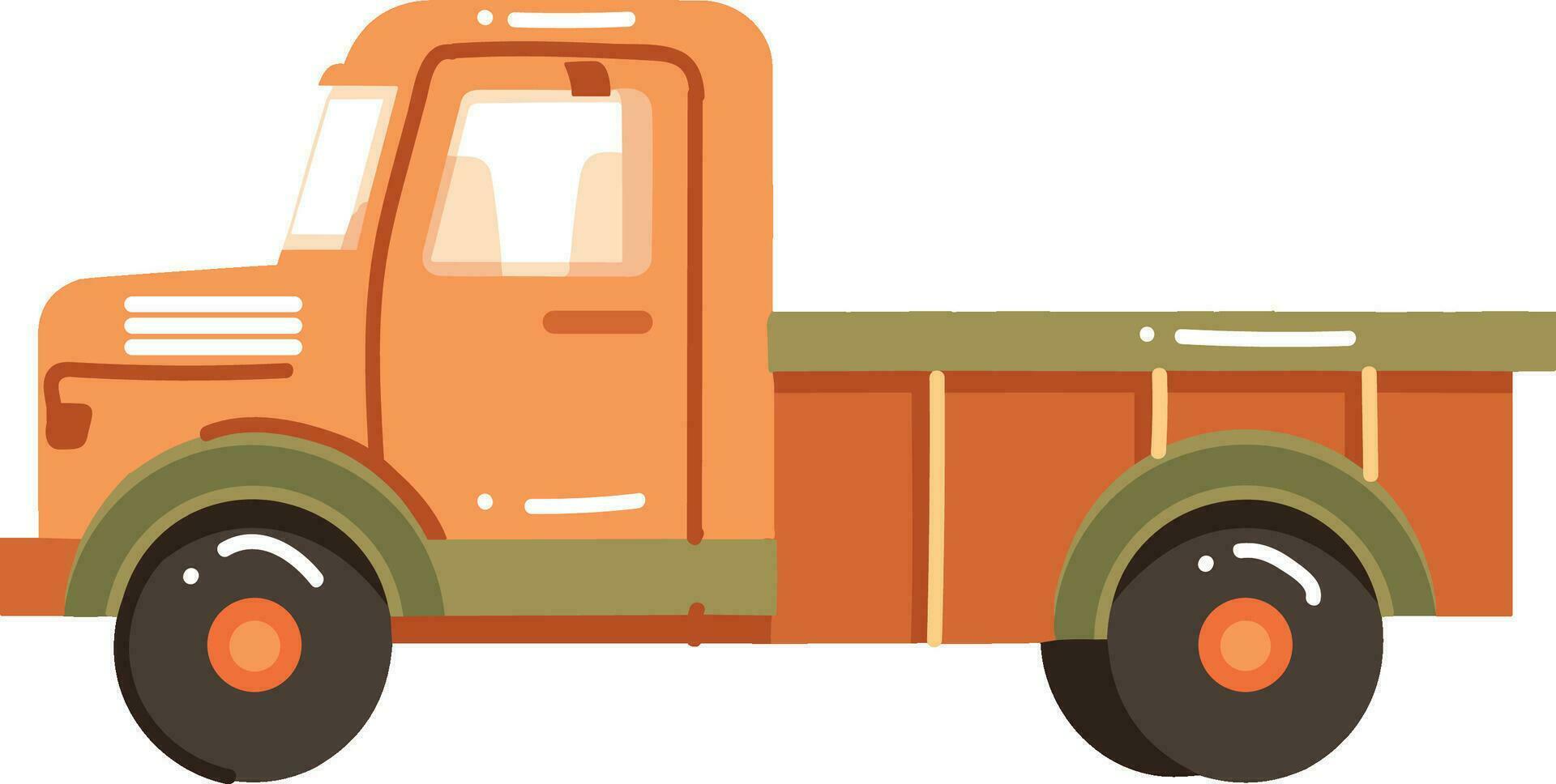 Hand Drawn orange truck in flat style vector