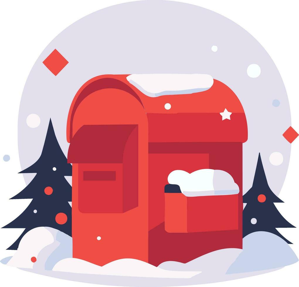 Hand Drawn Christmas mailbox in flat style vector