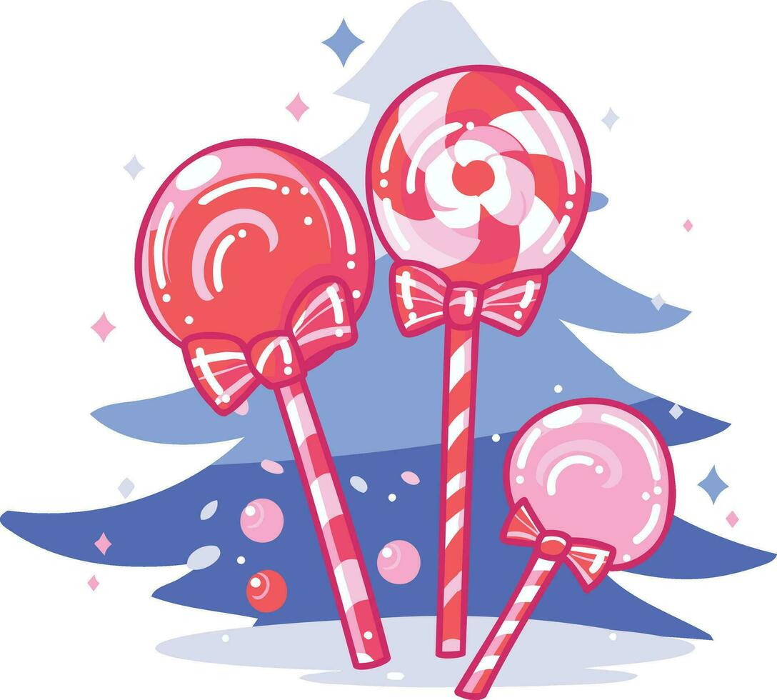 Hand Drawn christmas candy in flat style vector