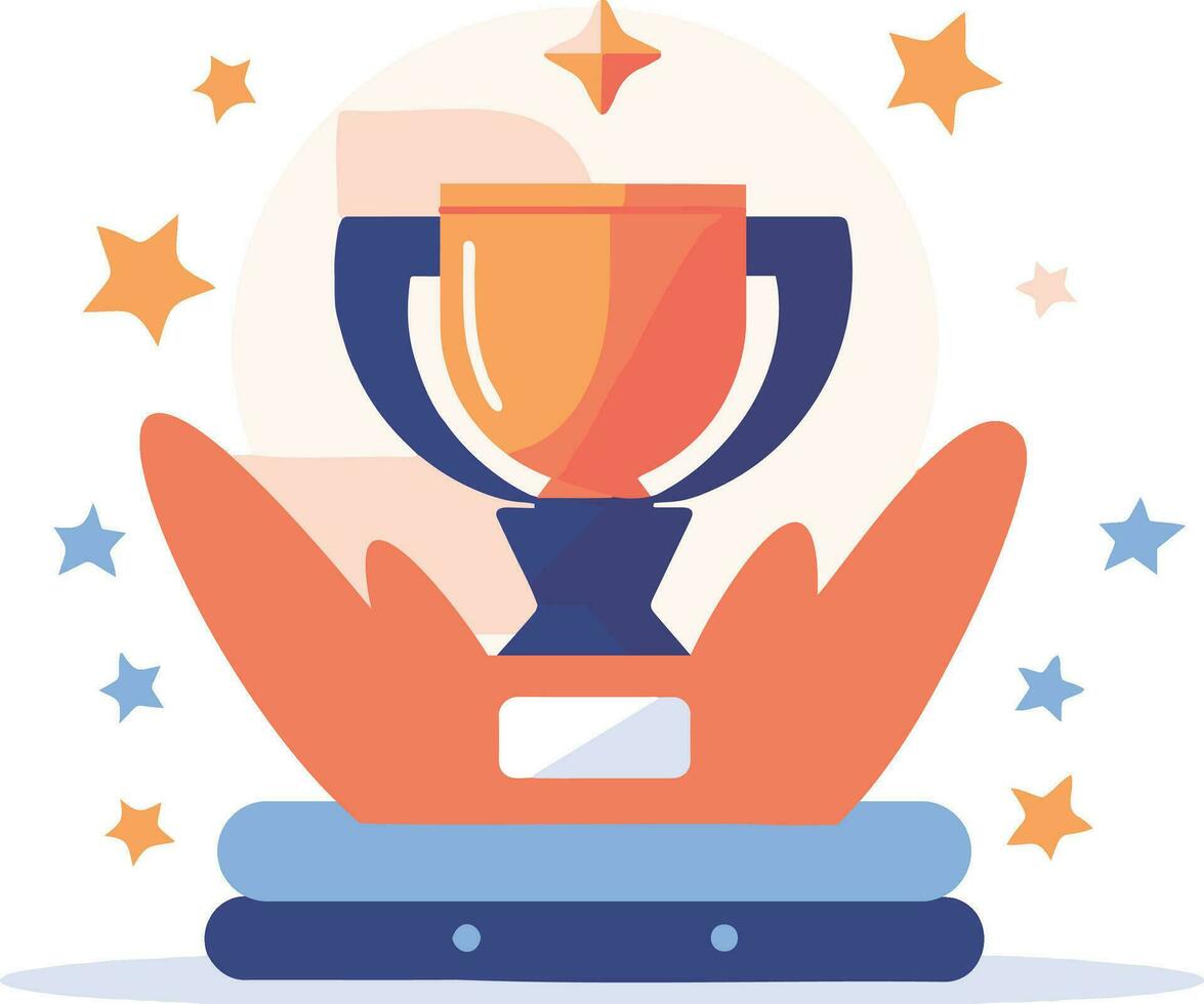 Hand Drawn trophies and victories in flat style vector