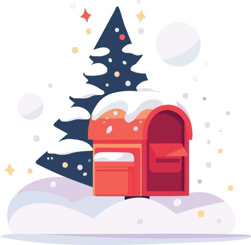 Hand Drawn Christmas mailbox in flat style vector