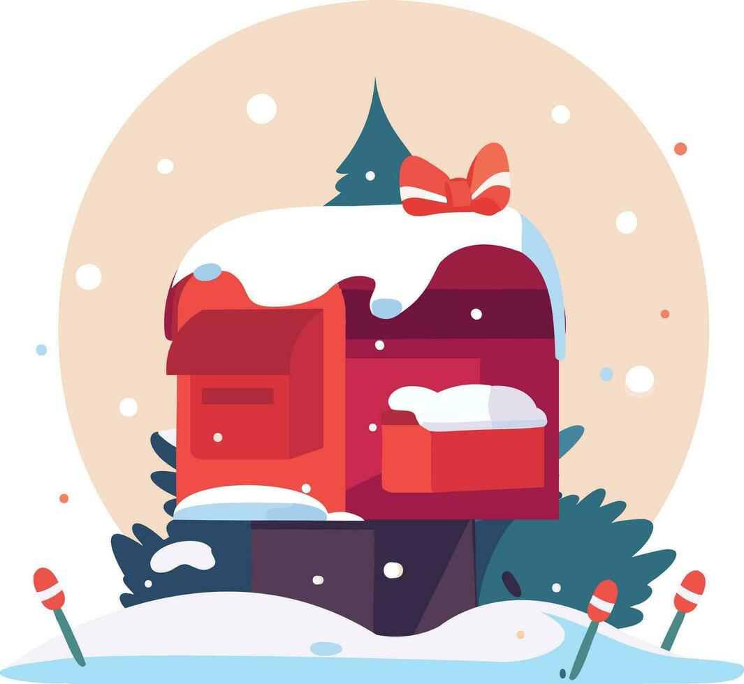 Hand Drawn Christmas mailbox in flat style vector