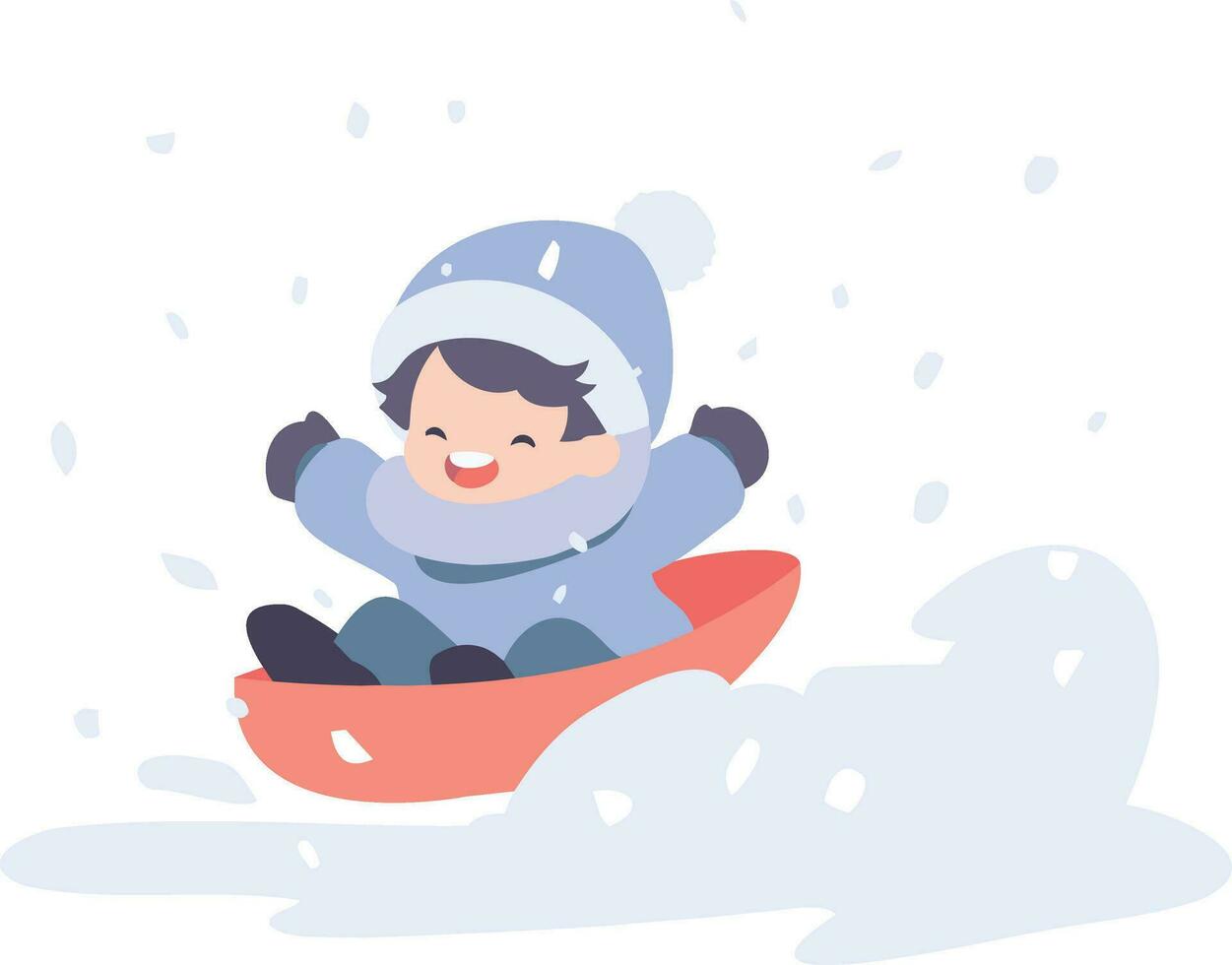 Hand Drawn children playing in the snow at christmas in flat style vector