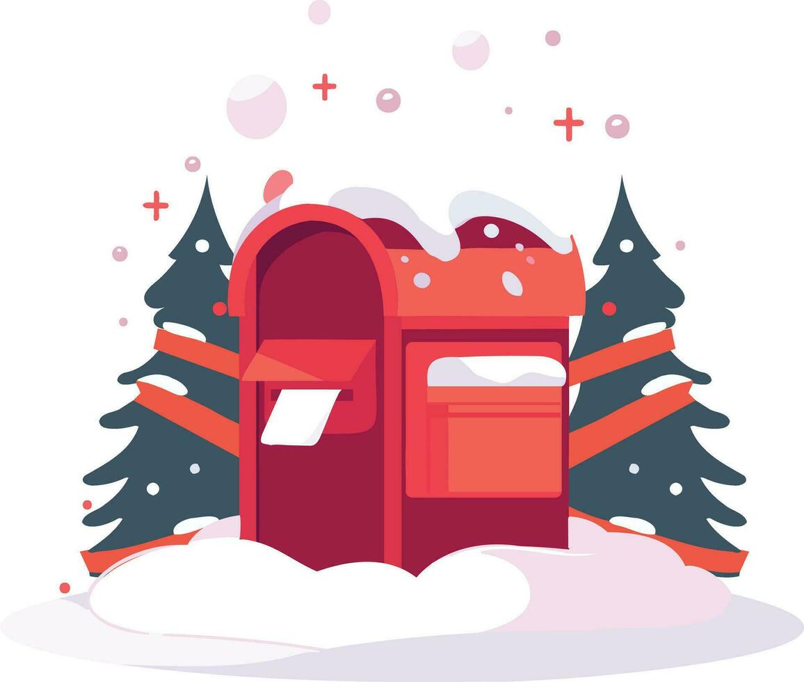 Hand Drawn Christmas mailbox in flat style vector