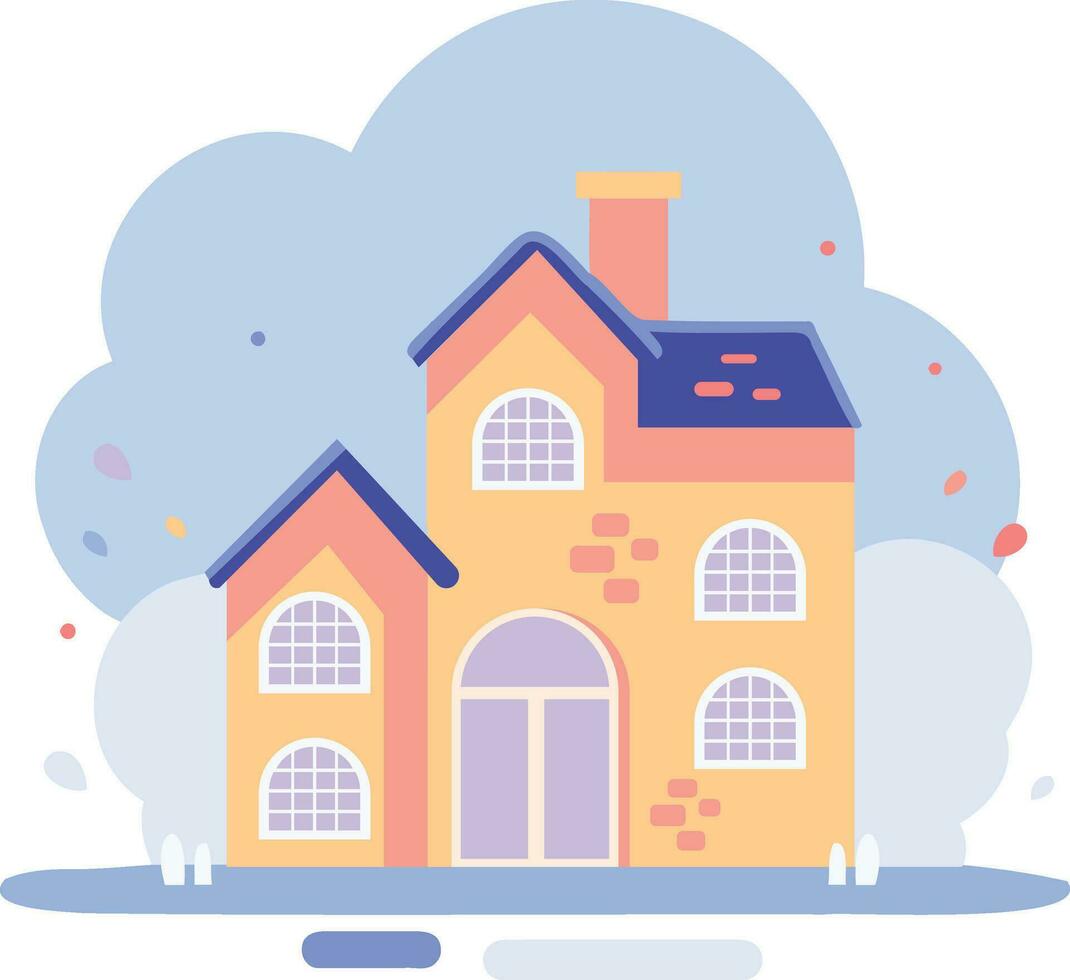 Hand Drawn Christmas house with snow in flat style vector