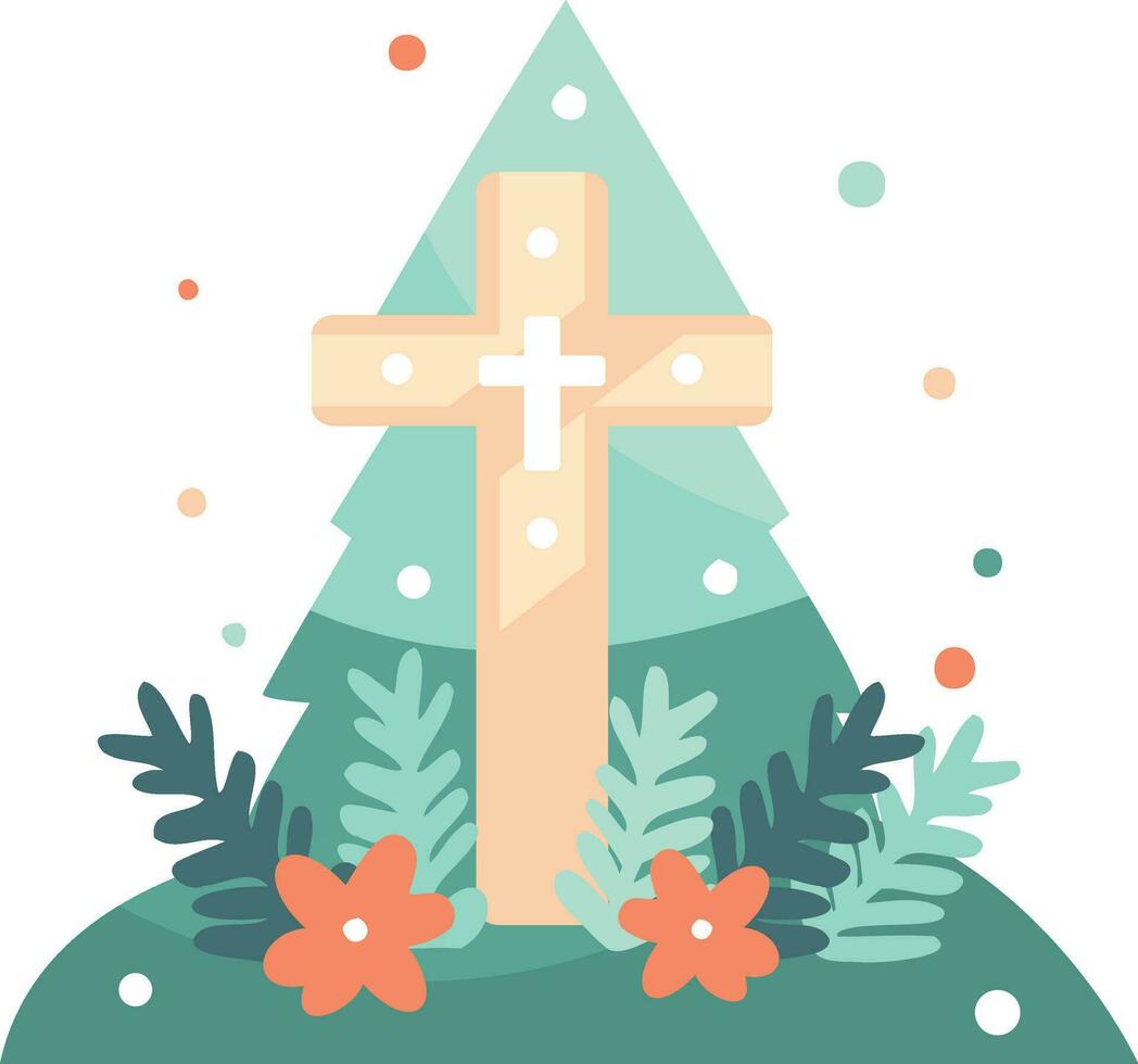 Hand Drawn christmas cross in flat style vector