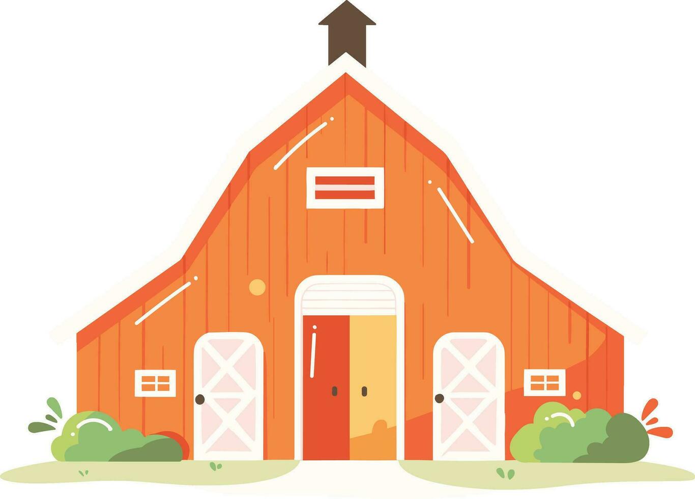 Hand Drawn barns and farms in flat style vector