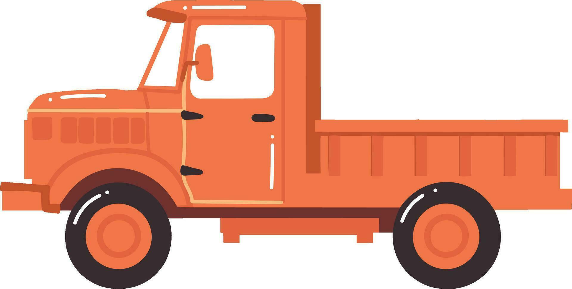 Hand Drawn orange truck in flat style vector