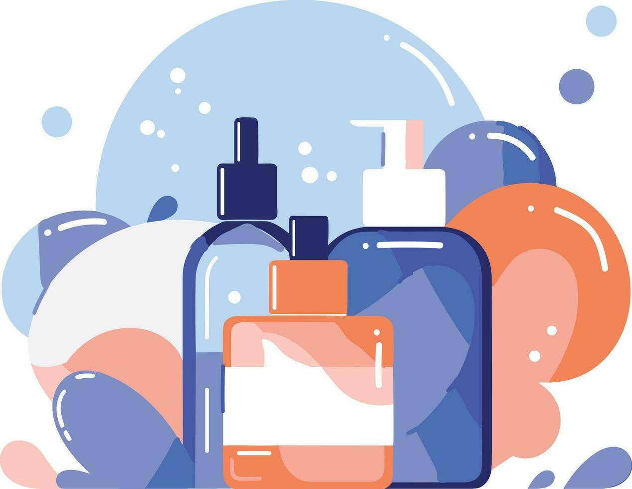 Hand Drawn cosmetic bottle set in flat style vector