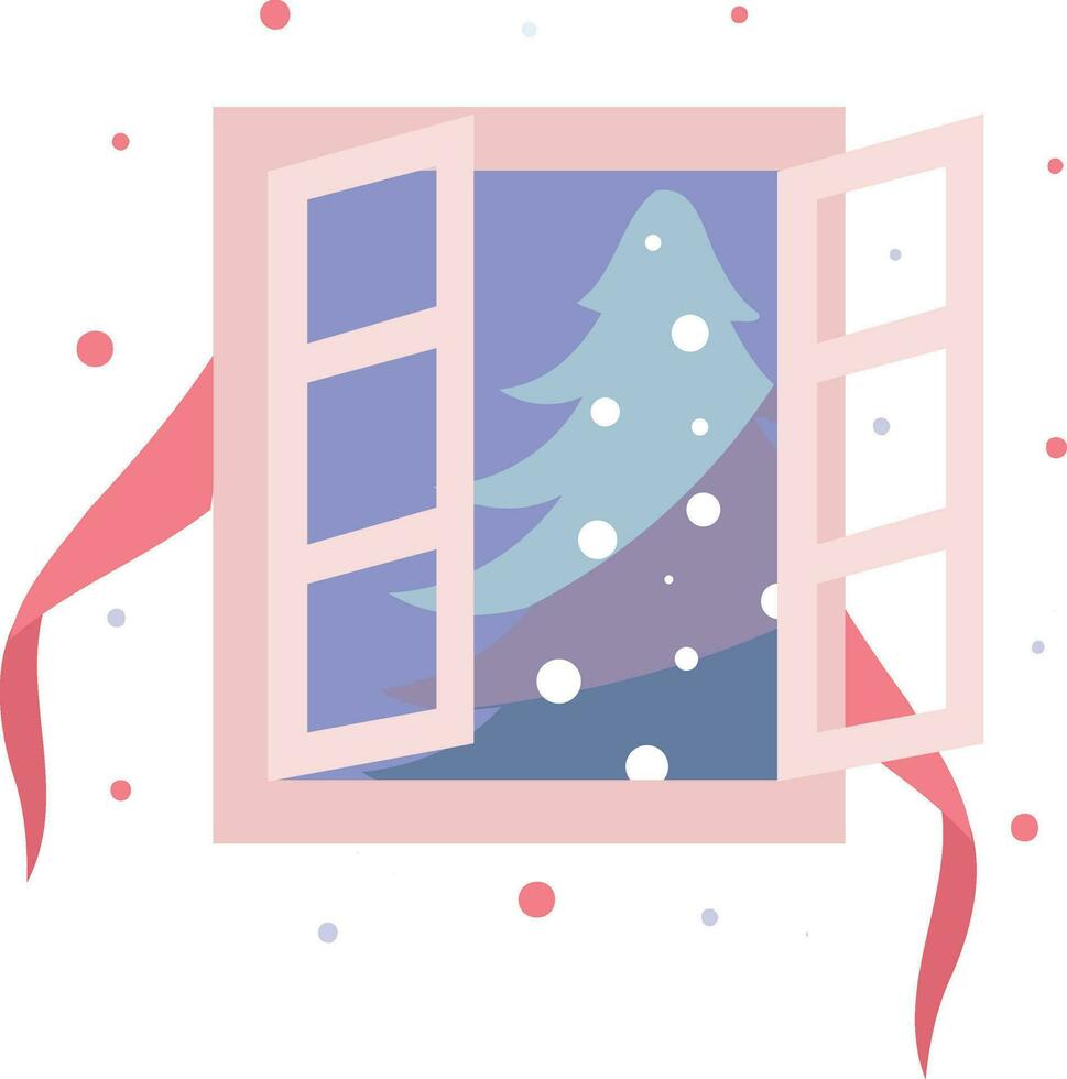 Hand Drawn christmas window in flat style vector