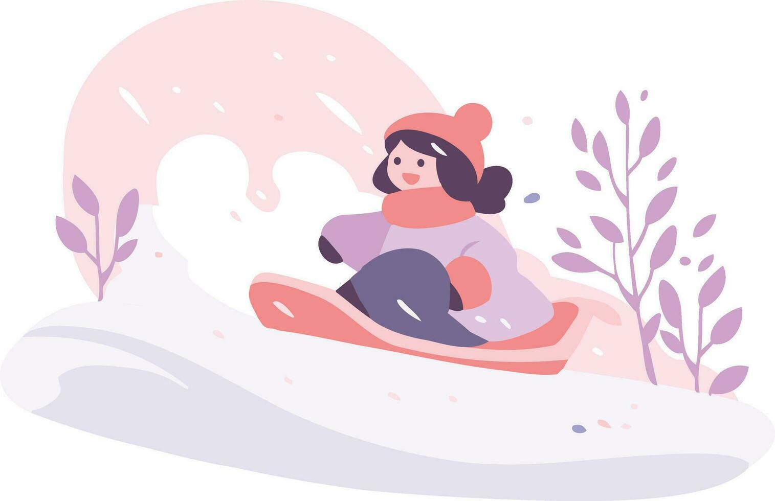 Hand Drawn children playing in the snow at christmas in flat style vector