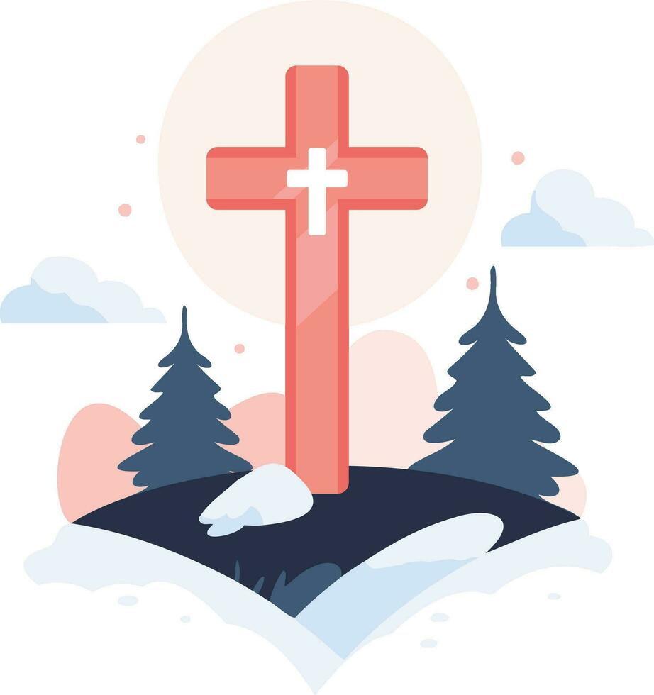 Hand Drawn christmas cross in flat style vector