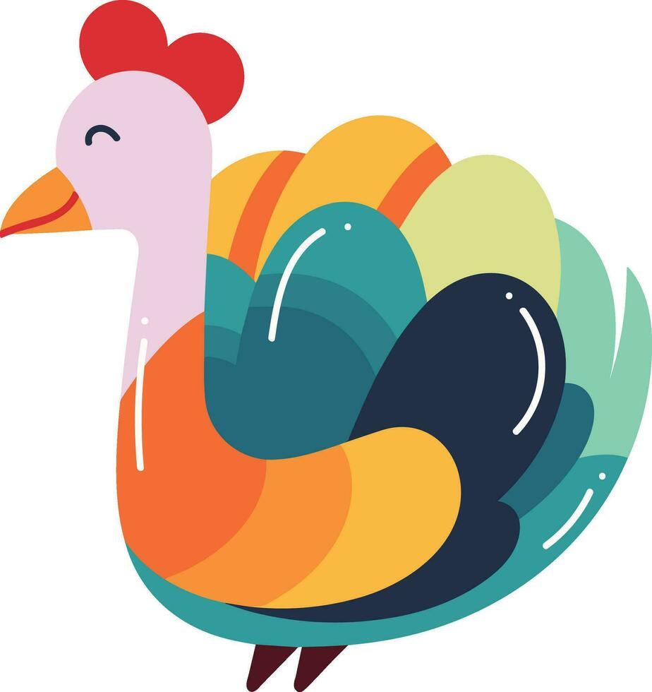 Hand Drawn thanksgiving turkey in flat style vector