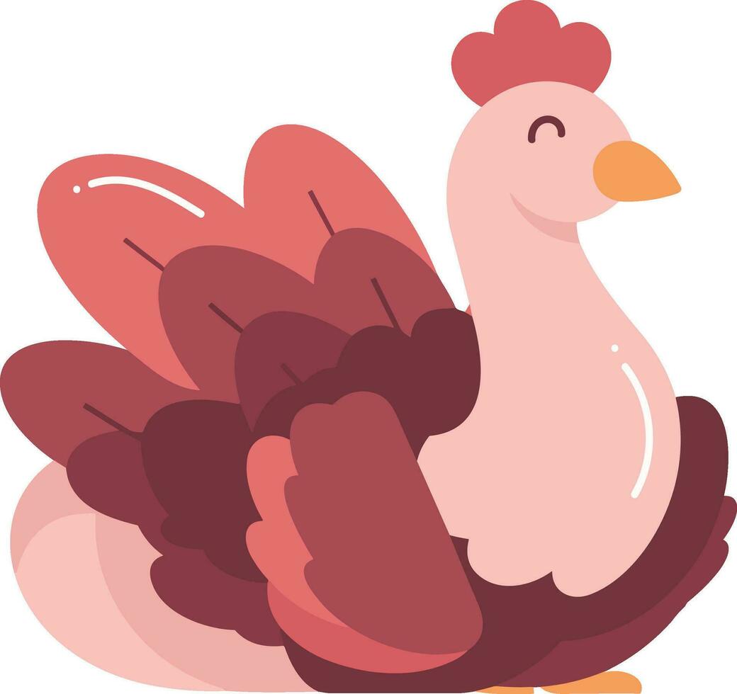 Hand Drawn thanksgiving turkey in flat style vector
