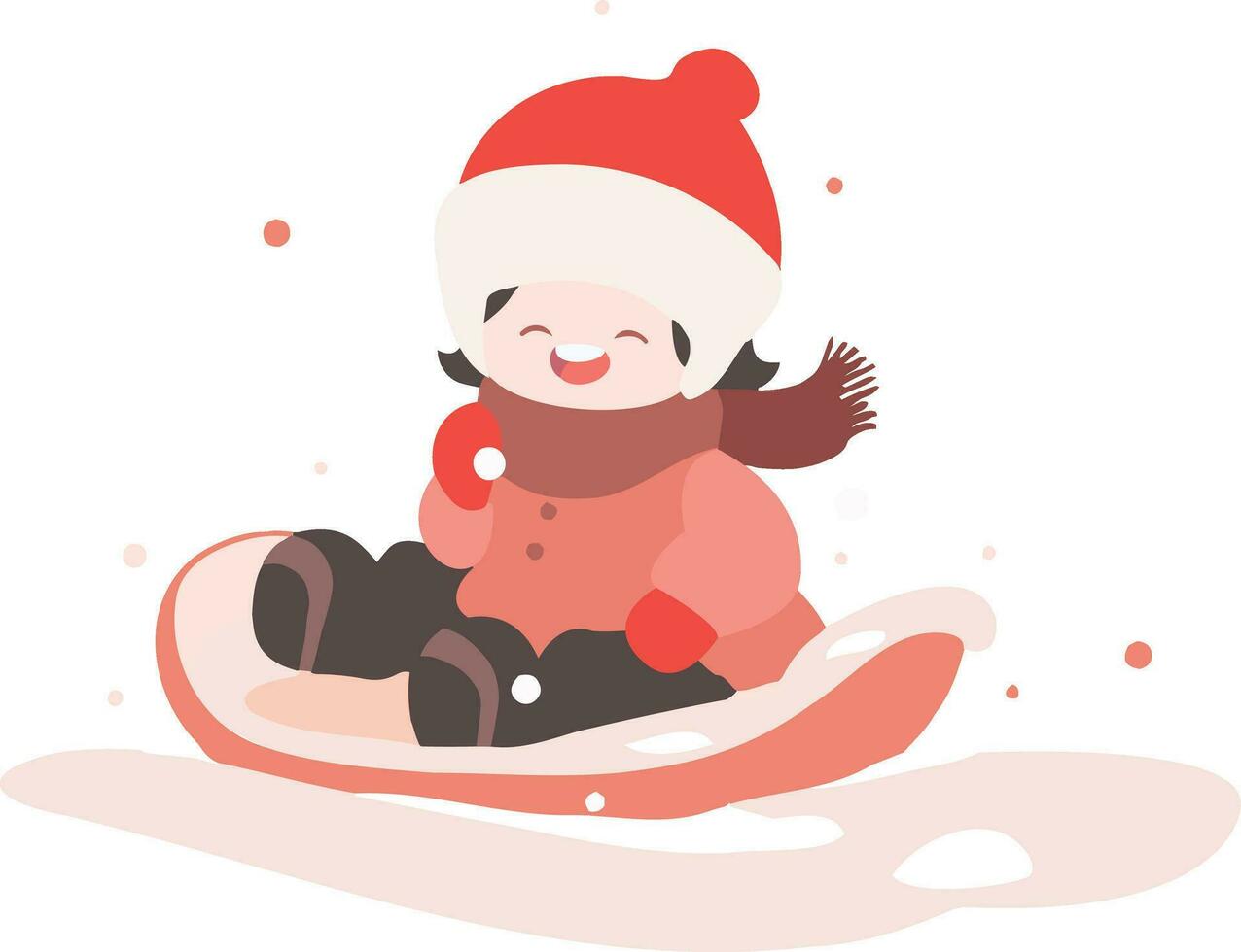 mano dibujado niños jugando en el nieve a Navidad en plano estilo vector