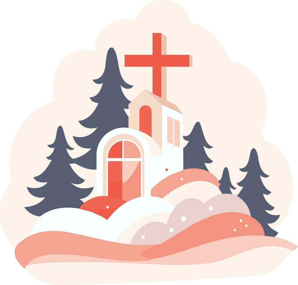 Hand Drawn christmas cross in flat style vector