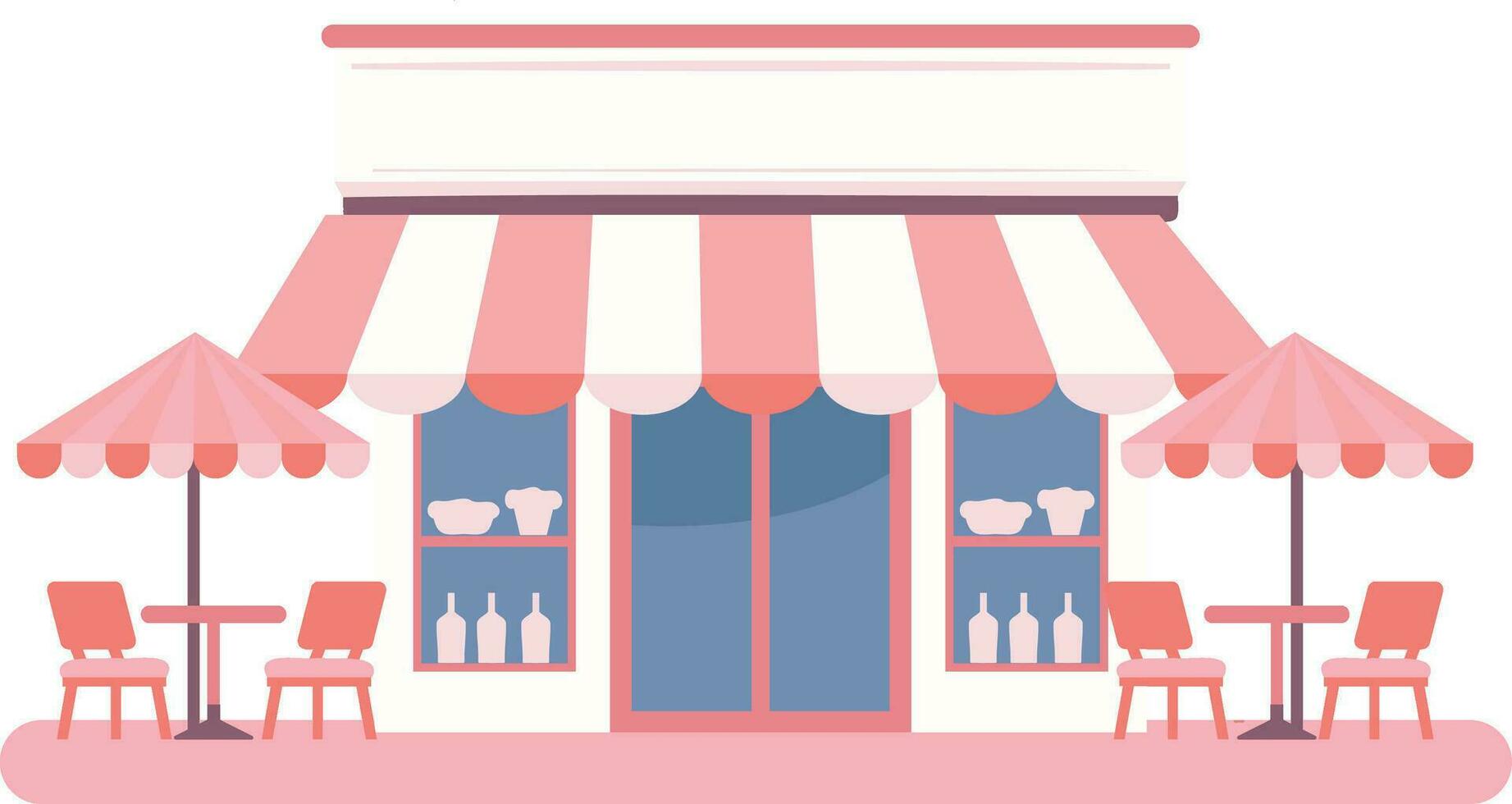 Hand Drawn cafe building in flat style vector